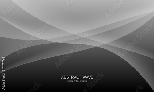 Fototapeta Naklejka Na Ścianę i Meble -  Abstract black background with smooth gray lines, waves. Modern and fashion. Gradient geometric. Vector illustration.
