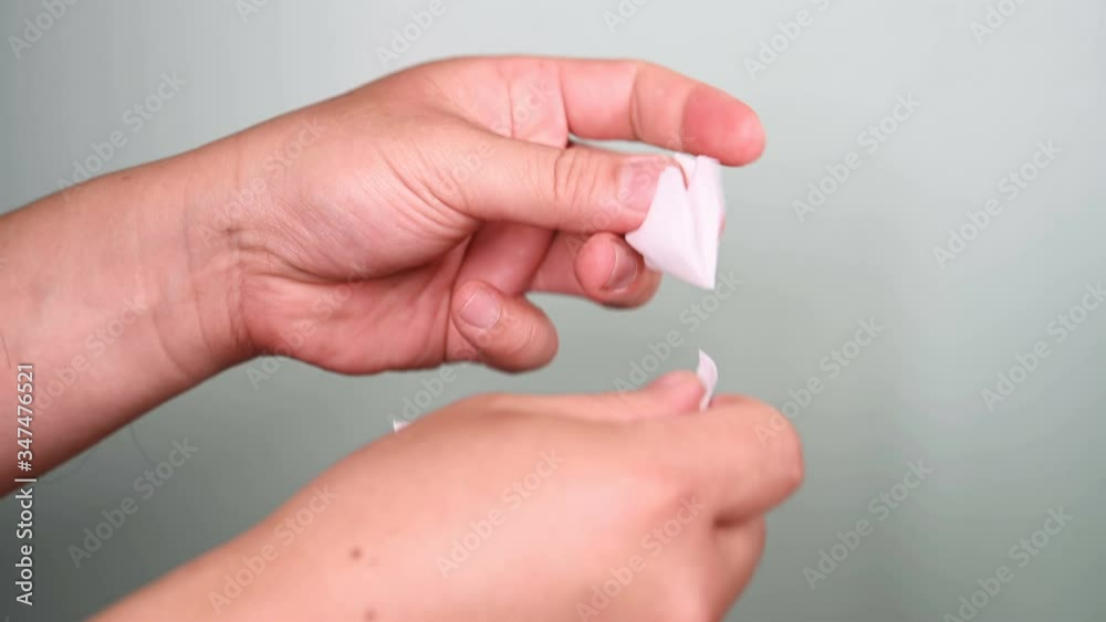 man using alcohol prep pad to clean the hands man using alcohol prep pad to clean the hands