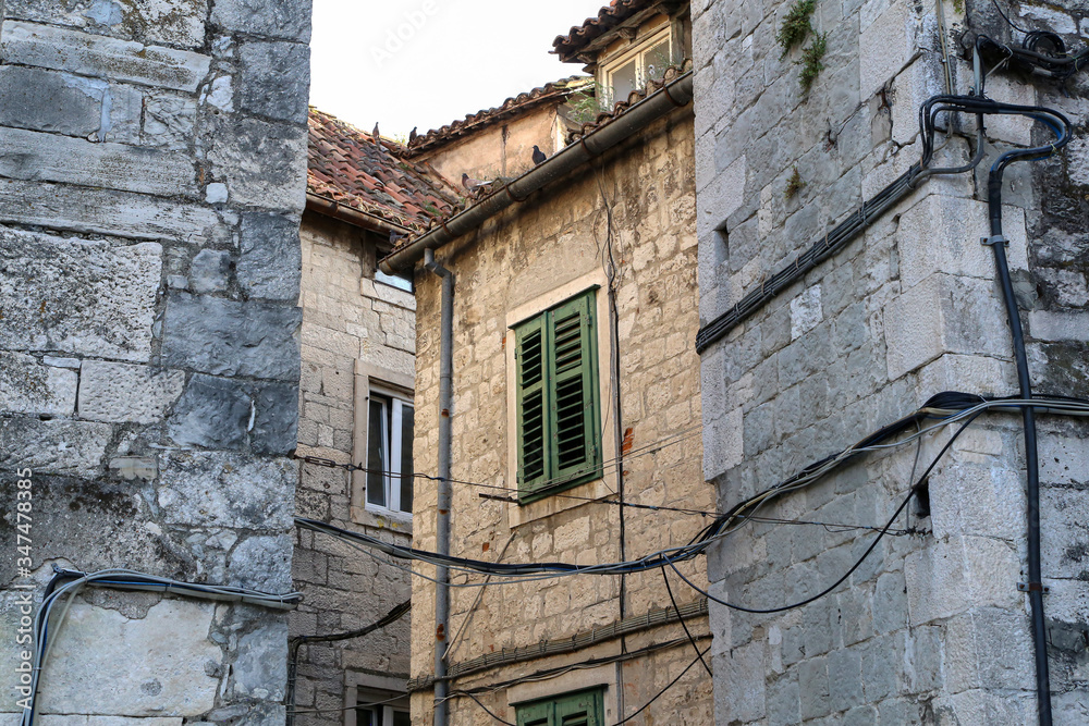 Stone buildings in the old district of Split in Croatia
