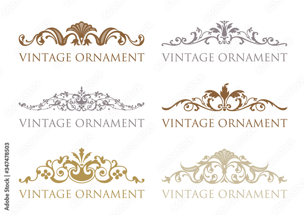 set of vintage floral design elements