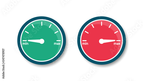 Speedometer from minimum to maximum. Internet speed. Vector icon gauge. Flat style.