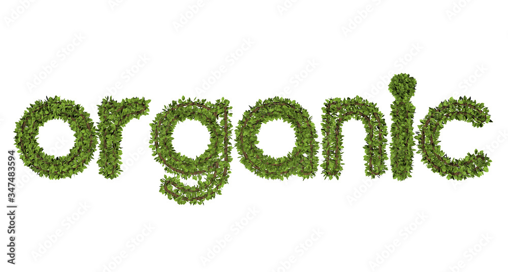 3D organic text on white background. Leaf style text. 3D organic text on white background. Leaf style text.