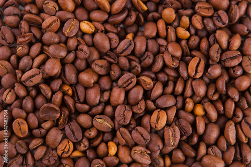 roasted coffee beans on a white background