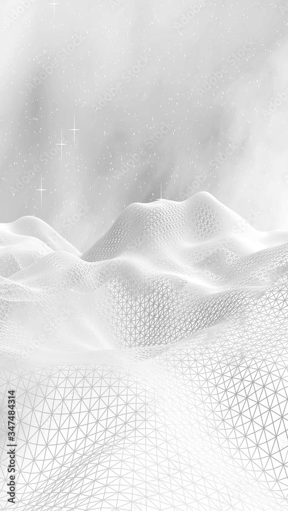 Obraz premium White abstract background. Hi tech network. Cyberspace grid. Outer space. Starry outer space texture. 3D illustration