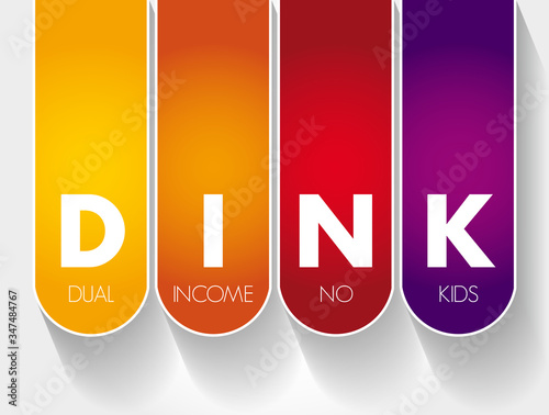 DINK - Dual Income No Kids acronym, concept background