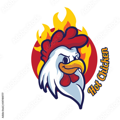 Chicken head fire vector logo template