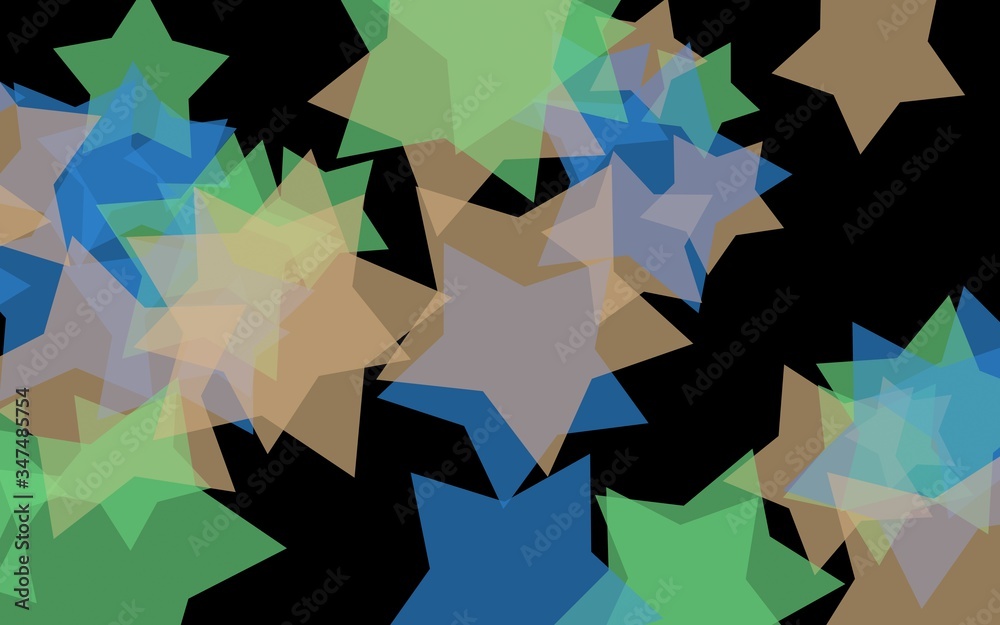Obraz premium Multicolored translucent stars on a dark background. Orange tones. 3D illustration