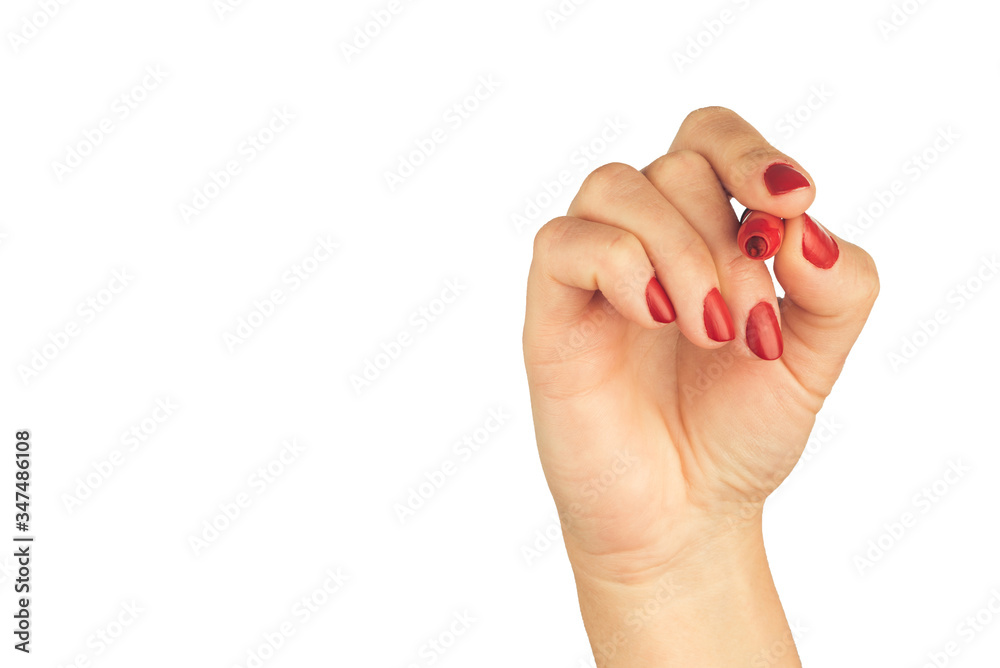 female hands with red manicure female hands with red manicure