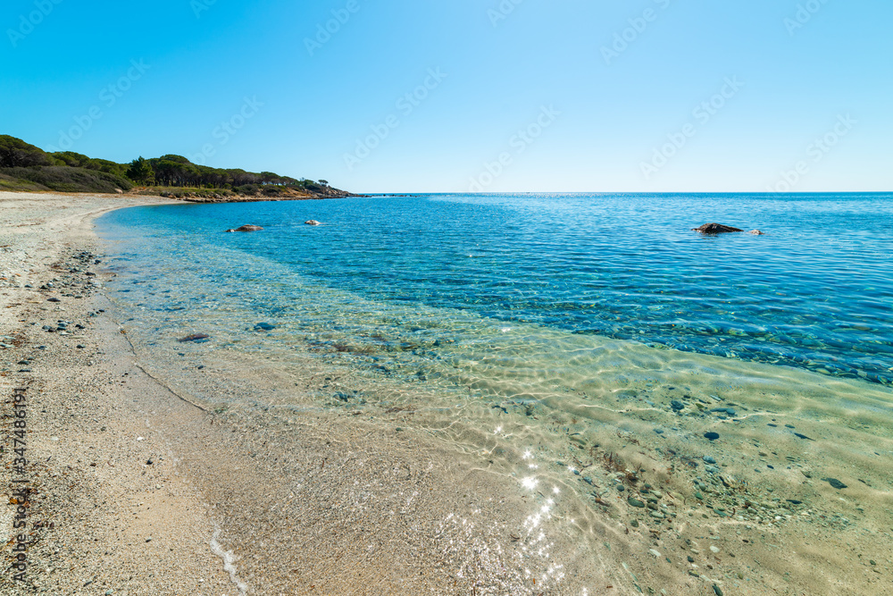 Clear water in Porto Pirastu beach