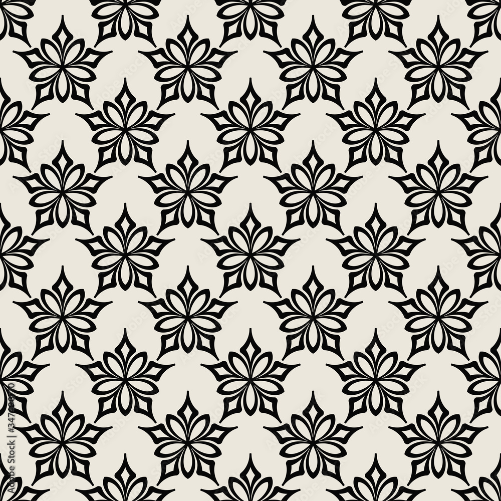 Old-fashioned background seamless pattern. Black and white background