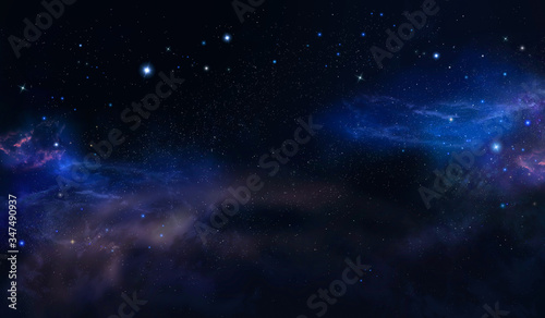 Deep Space, Starry Night Sky With Stars And Nebulae