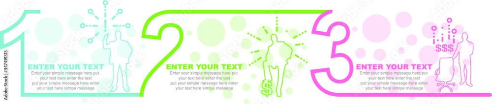 Minimal business infographic template with number 3 options or steps colored Minimal business infographic template with number 3 options or steps colored