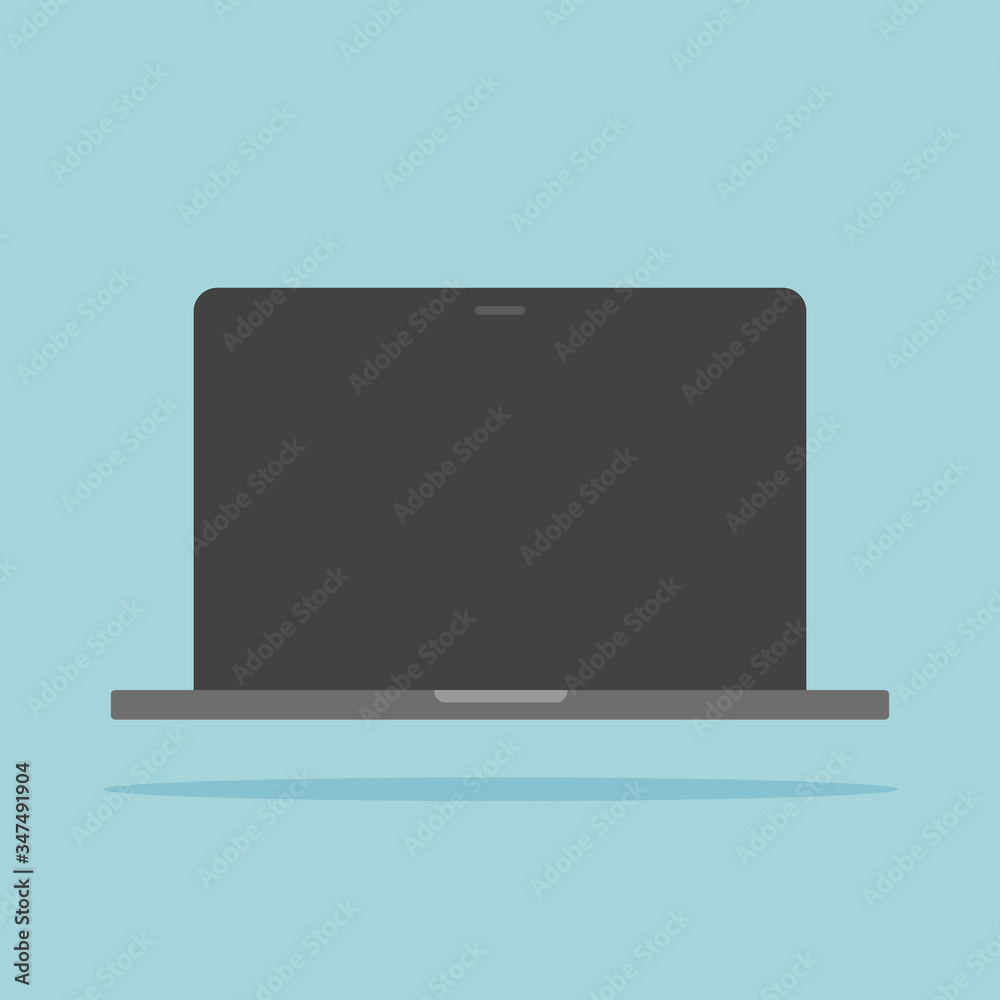 Laptop computer icon flat or cartoon pc symbol vector illustration isolated image