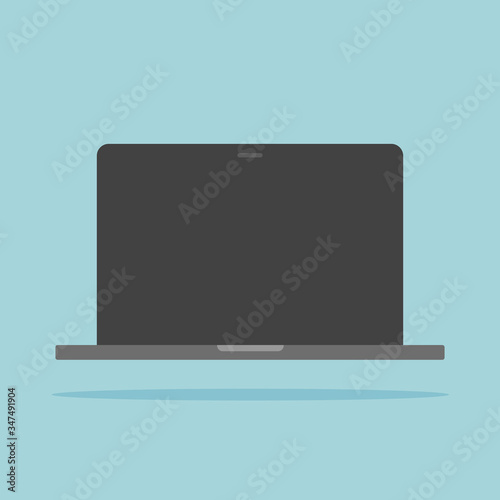 Laptop computer icon flat or cartoon pc symbol vector illustration isolated image