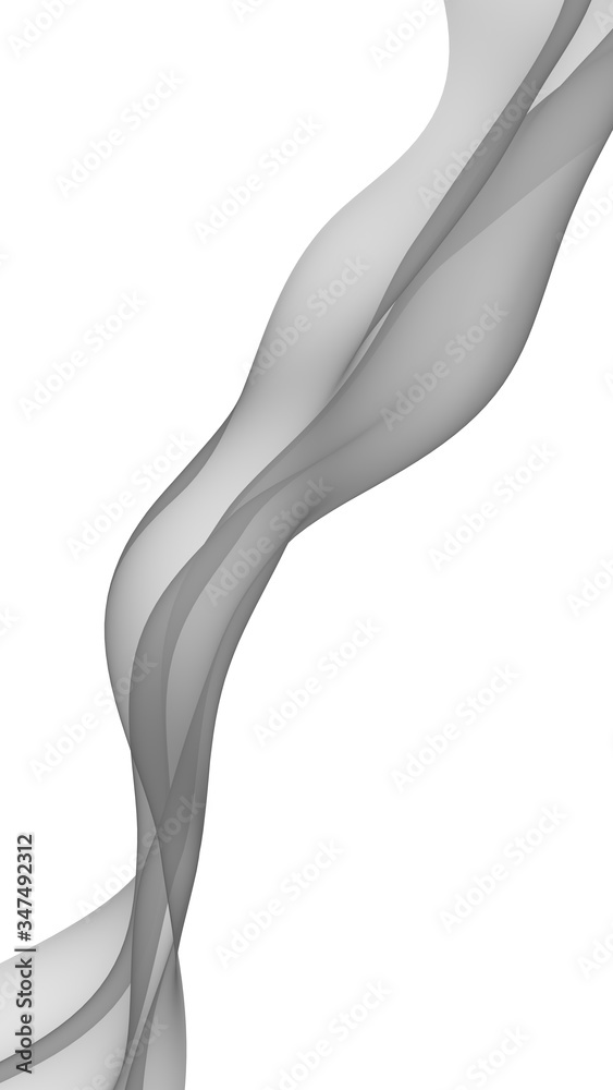 Abstract gray wave. Raster air background. Bright gray ribbon on white background. Gray scarf. Abstract gray smoke. 3D illustration Abstract gray wave. Raster air background. Bright gray ribbon on white background. Gray scarf. Abstract gray smoke. 3D illustration