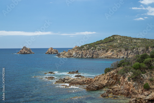 The summer view of the rocks and sea