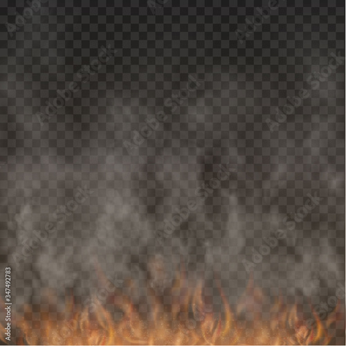 fog and smoke. fire isolated on transparent background