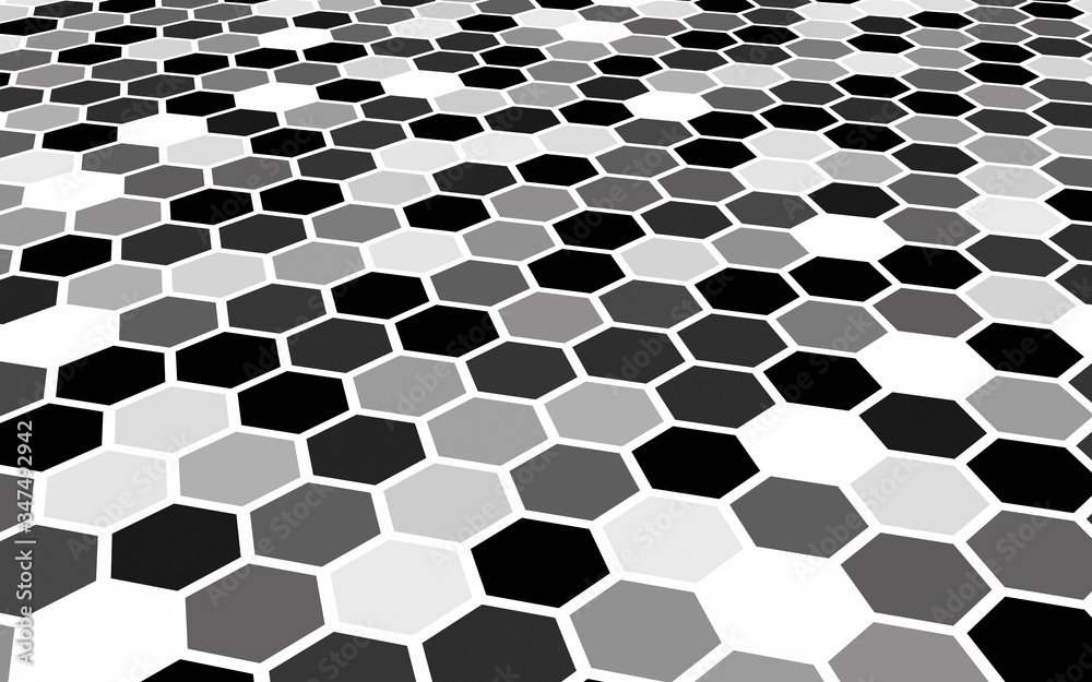 Honeycomb gray colored. Perspective view on polygon look like honeycomb. Isometric geometry. 3D illustration Honeycomb gray colored. Perspective view on polygon look like honeycomb. Isometric geometry. 3D illustration