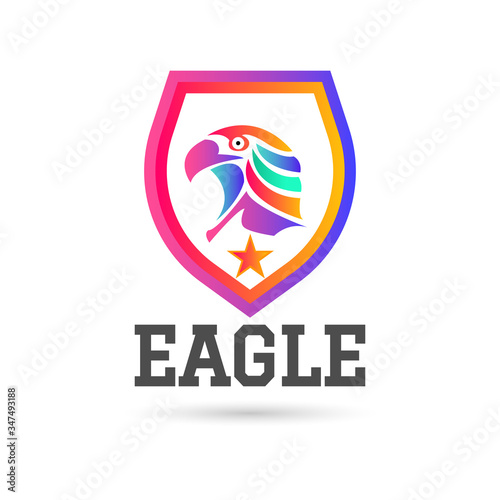 Falcon,eagle logo icon vector illustration design. Gradient Color