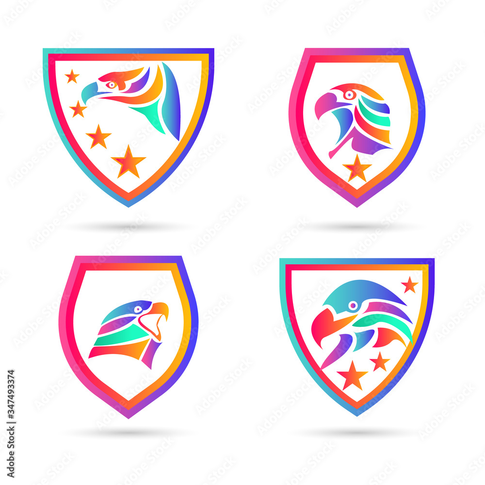 Falcon,eagle logo icon vector illustration design. Gradient Color Falcon,eagle logo icon vector illustration design. Gradient Color