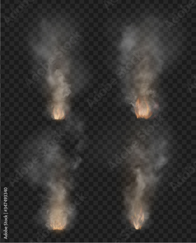 fog and smoke. fire isolated on transparent background