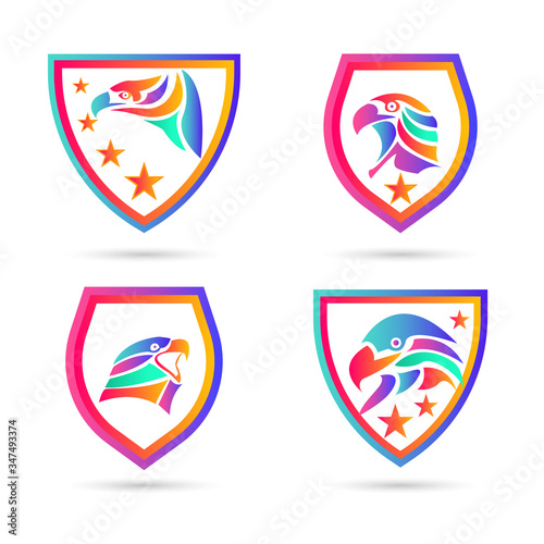 Falcon eagle logo icon vector illustration design. Gradient Color
