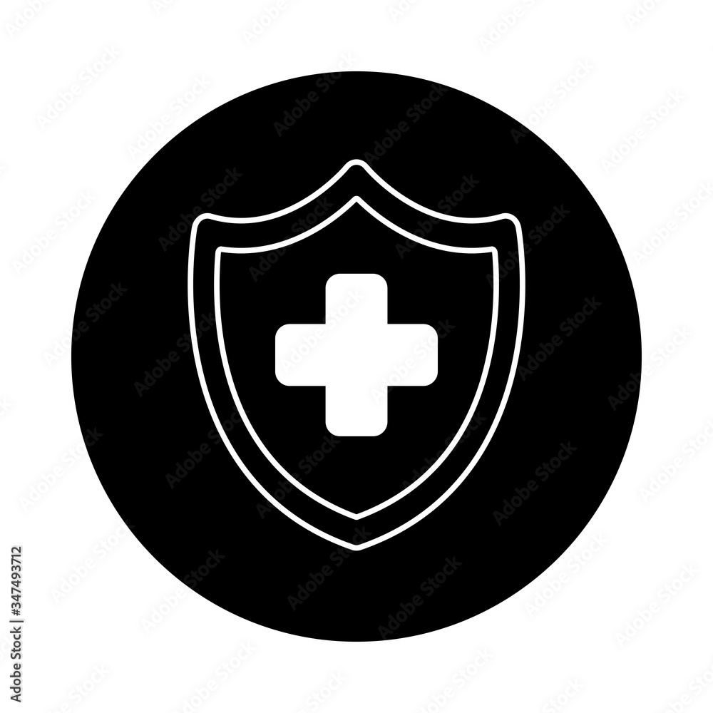 Obraz premium medical cross in shield isolated icon
