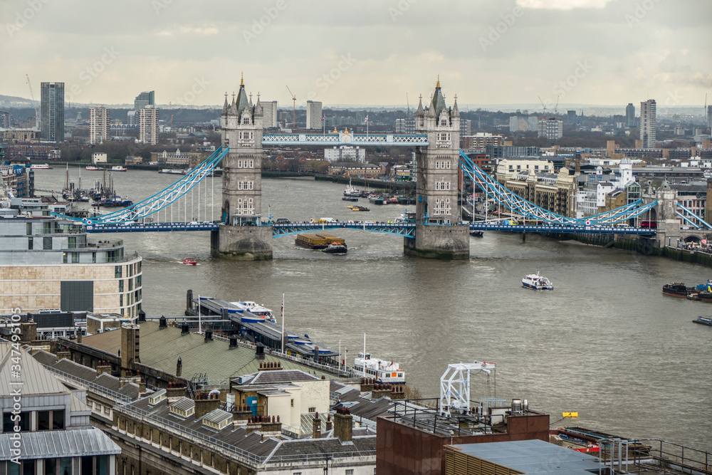 Aerial view of the Tower Bridge