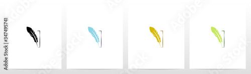 Feather Quill On Letter Logo Design I