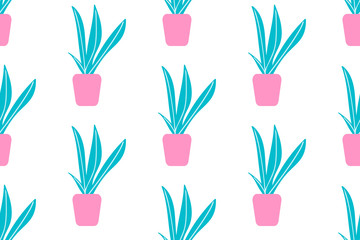Keuken achterwand Planten in pot patronen Abstracte kamerplant in pot patroon  © Ekaterina Kornyukhin