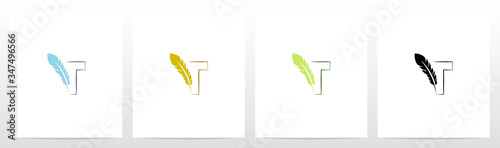 Feather Quill On Letter Logo Design T
