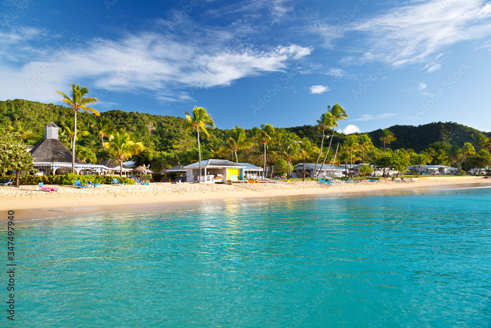 Caribbean Beach With Hotel Resort, Antigua