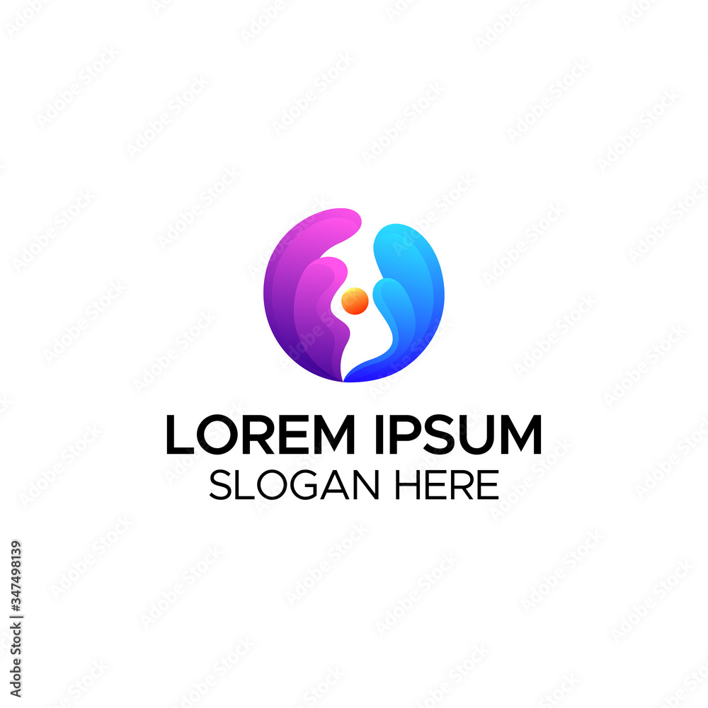 Logo abstract beach wave and sun gradient color Logo abstract beach wave and sun gradient color