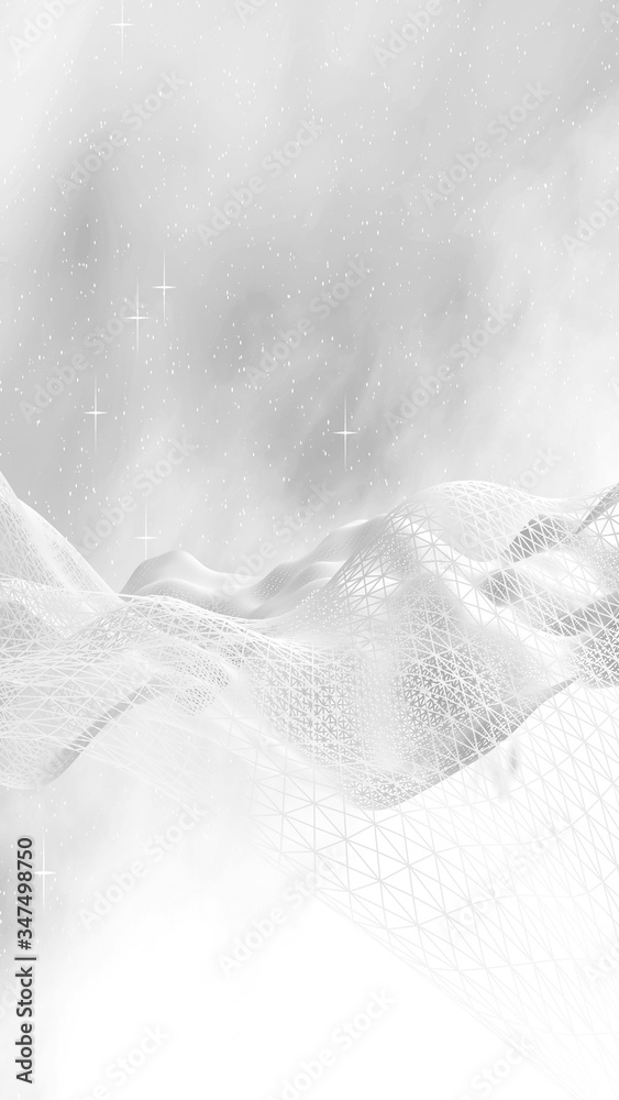 Obraz premium White abstract background. Hi tech network. Cyberspace grid. Outer space. Starry outer space texture. 3D illustration