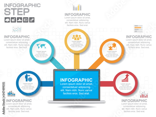 Business data Process chart. diagram with steps, options, parts or processes. business template for presentation. Abstract elements of graph, Creative concept for infographic.