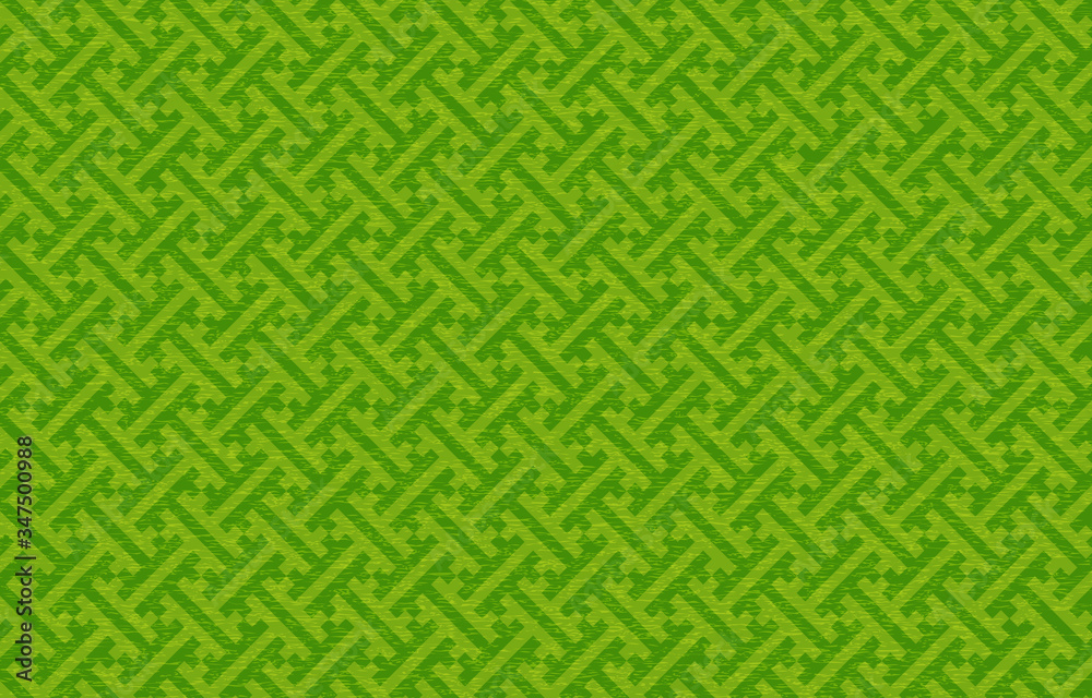 緑色の和紙と和柄：紗綾形