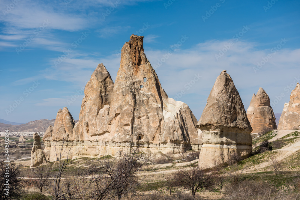 Spectacular karst Landform with limestones in the Goreme of Nevsehir, Cappadocia, Turkey. Spectacular karst Landform with limestones in the Goreme of Nevsehir, Cappadocia, Turkey.