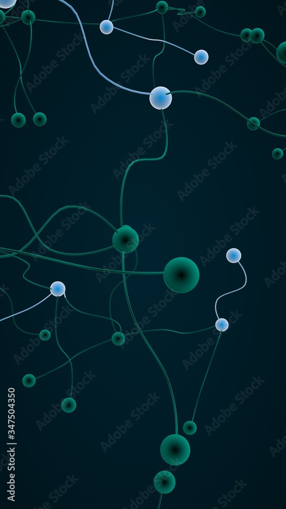 Neural network. Social network. Futuristic dna, deoxyribonucleic acid. Abstract molecule, cell illustration, mycelium. Dark background. 3D illustration Neural network. Social network. Futuristic dna, deoxyribonucleic acid. Abstract molecule, cell illustration, mycelium. Dark background. 3D illustration