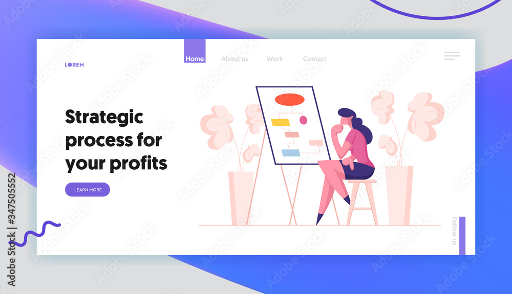 Business Process and Workflow Algorithm Landing Page Template. Businesswoman Character Studying Flowcharts on Chalkboard to Realize Interconnection of Individual Elements. Cartoon Vector Illustration Business Process and Workflow Algorithm Landing Page Template. Businesswoman Character Studying Flowcharts on Chalkboard to Realize Interconnection of Individual Elements. Cartoon Vector Illustration