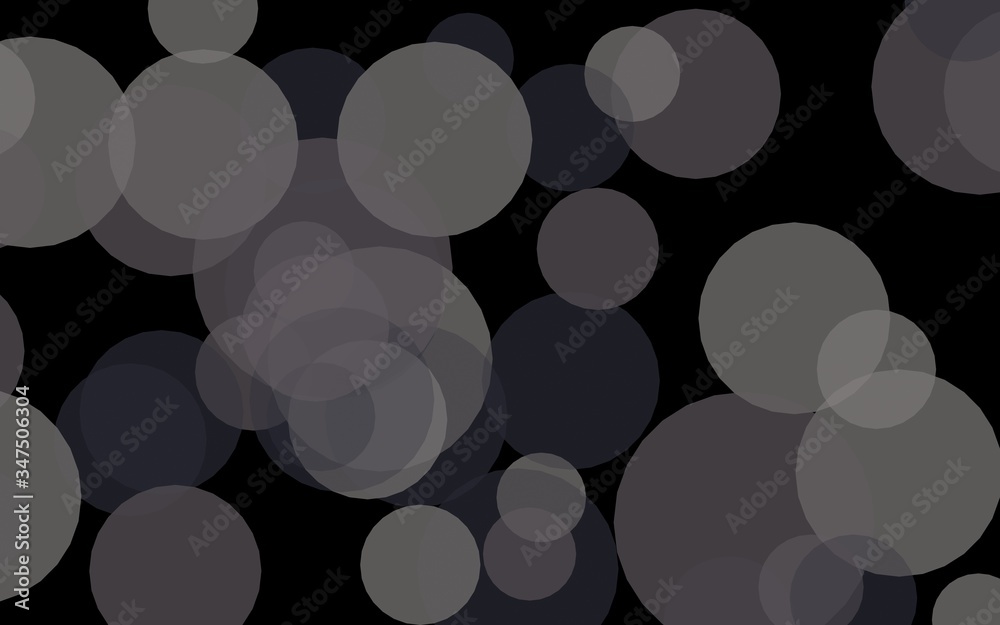 Gray translucent circles on a dark background. Gray tones. 3D illustration Gray translucent circles on a dark background. Gray tones. 3D illustration