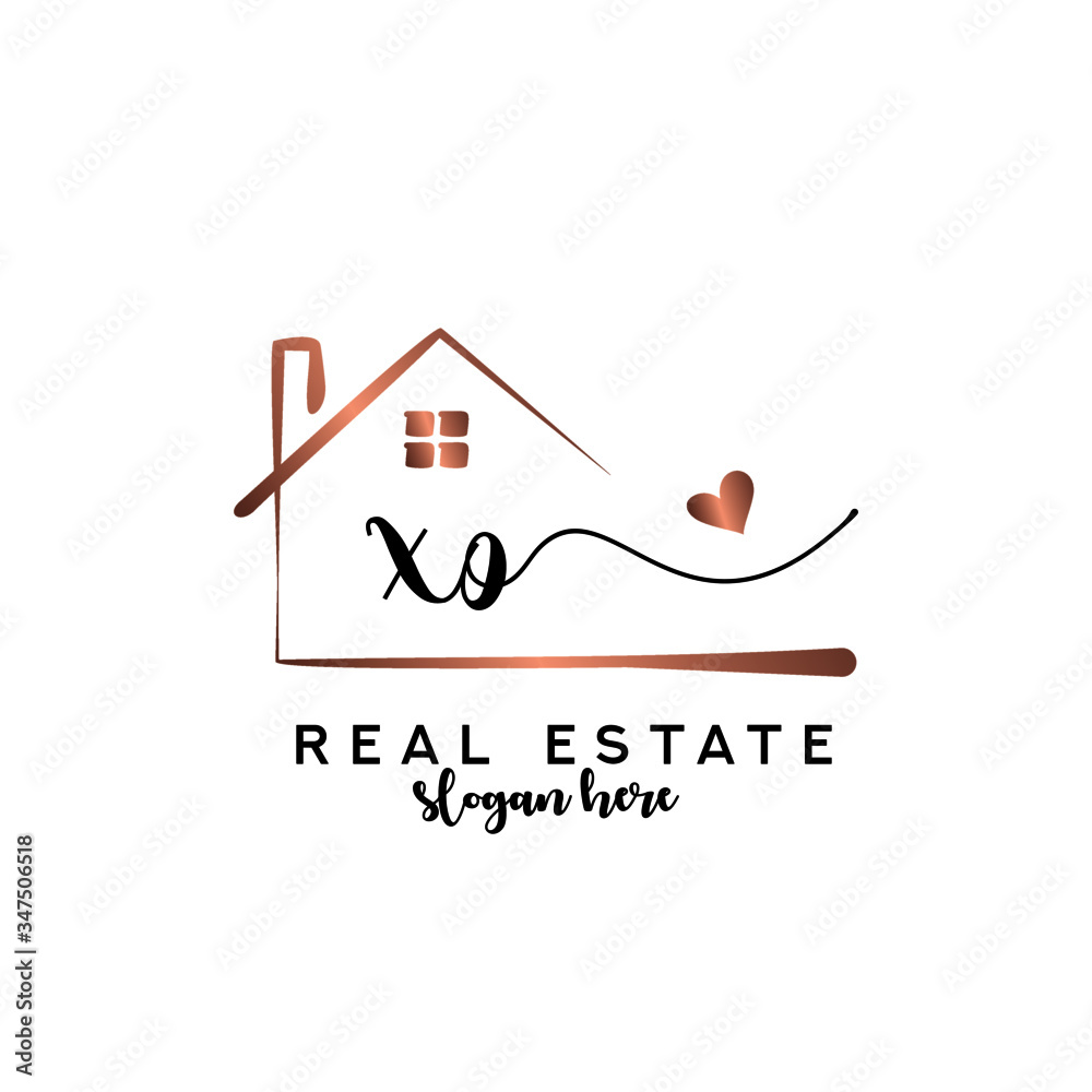 Initial handwriting XO with Real estate logo concept, real estate logo