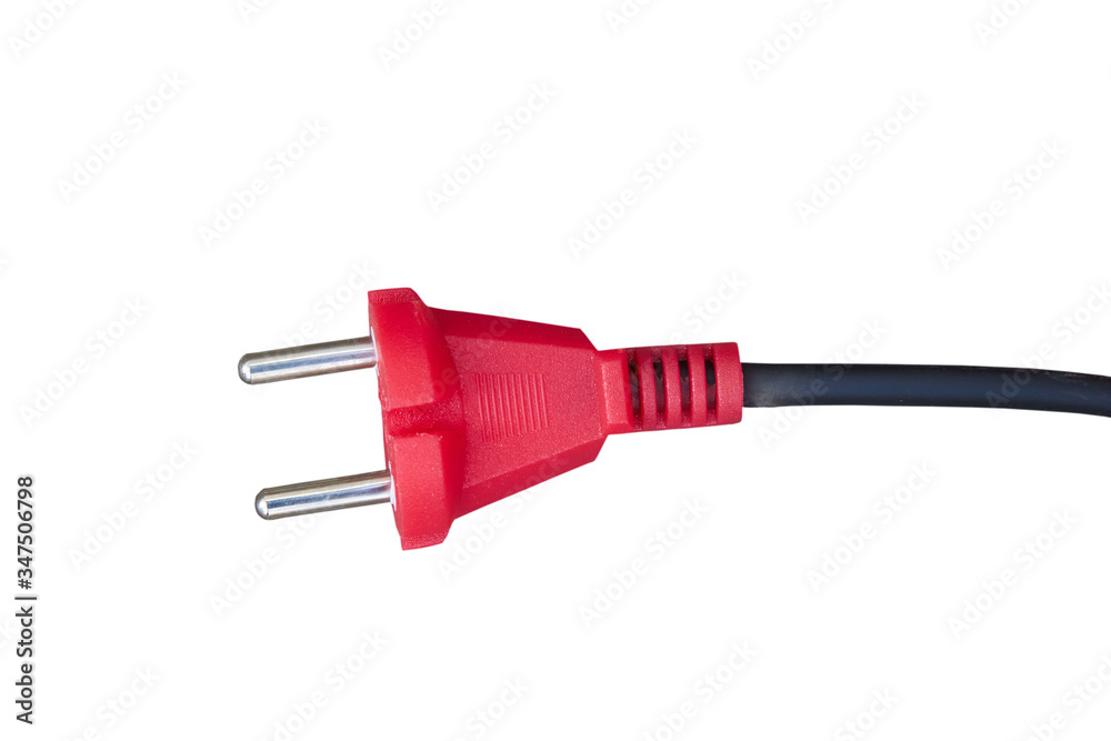 red electric plug on a white background,red electric plug with black cable isolated on white background red electric plug on a white background,red electric plug with black cable isolated on white background