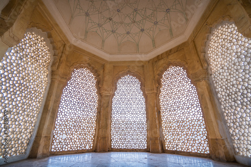 The Conservatory, Perforated pattern wall room at Amer Fort (Amber Fort), Amer, Rajasthan, India photo