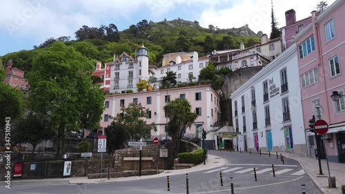 Landscape over the village of Sintra Portugal. Empty streets during the coronavirus pandemic