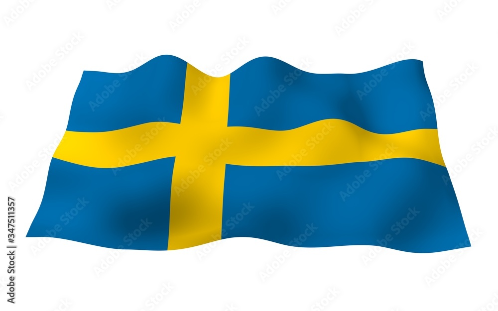 The flag of Sweden. Official state symbol of the Kingdom of Sweden. A blue field with a yellow Scandinavian cross that extends to the edges of the flag. 3d illustration The flag of Sweden. Official state symbol of the Kingdom of Sweden. A blue field with a yellow Scandinavian cross that extends to the edges of the flag. 3d illustration