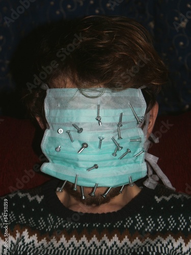 An abstract portrait on mental health awareness and the coronavirus pandemic effecting our mental state  photo