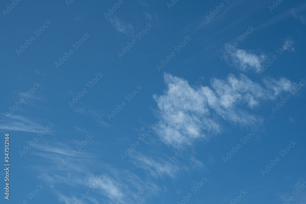 Blue sky texture with small clouds in early spring morning