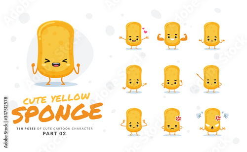 cartoon images of Yellow Sponge. Second set. Vector Illustration
