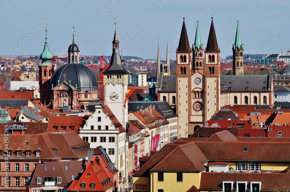 Würzburg, Blick vom Festungsberg auf die Altstadt 