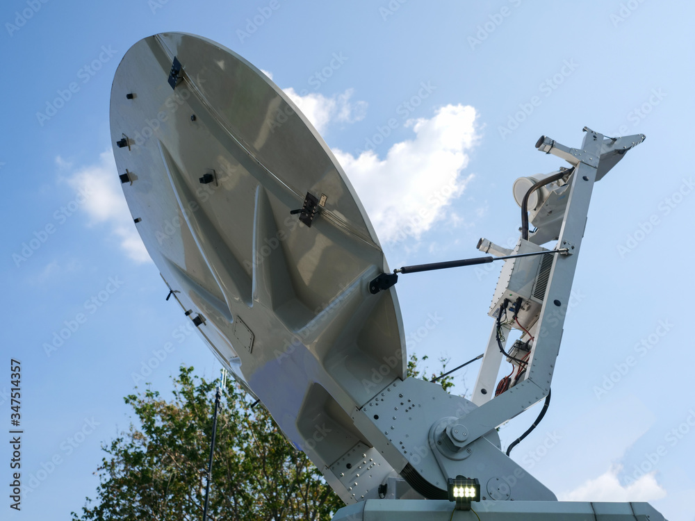 Satellite dish on a mobile car